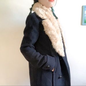 🦋 Detachable faux fur collar pea coat 🦋